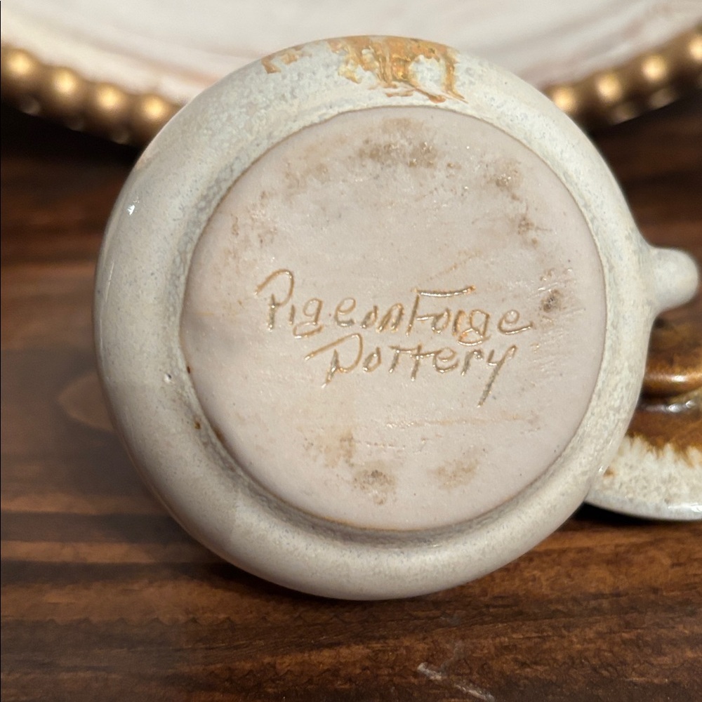 Vintage Douglas Ferguson Pigeon Forge Pottery Rustic Tea Set Brown & Cream - Picture 11 of 12